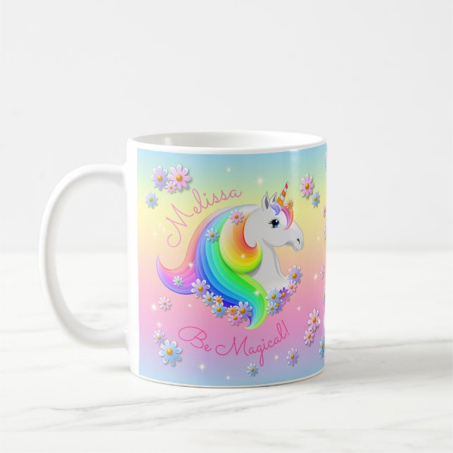 Caneca De Café Seja Magnética Rainbow Unicorn Princess Sparkle (Esquerda)