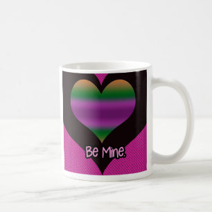 Caneca De Café Seja meu Namorados Coração de Stripe Roxo
