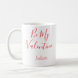 Caneca De Café Seja meu valentine nome vermelho elegante casal 