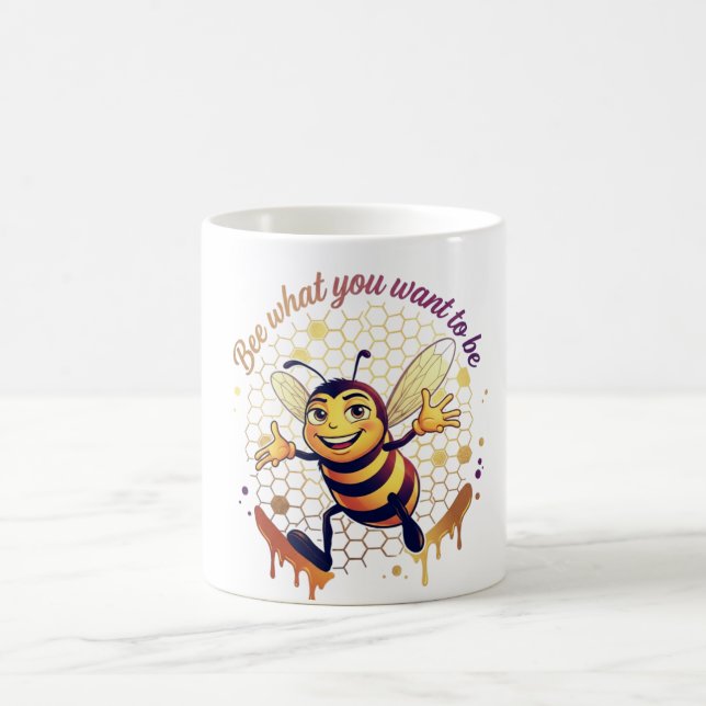 Caneca De Café Seja o que Você Quer Ser – Abelha Melífera Fofa (Centro)