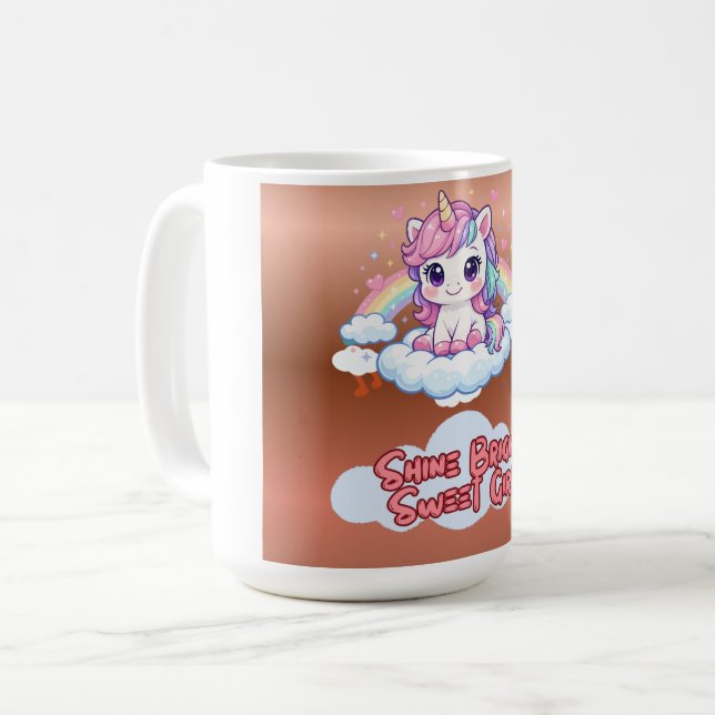 Caneca De Café Seja Seu Próprio Arco-Íris Garotas Unicórnio Fofas (Frente Esquerda)