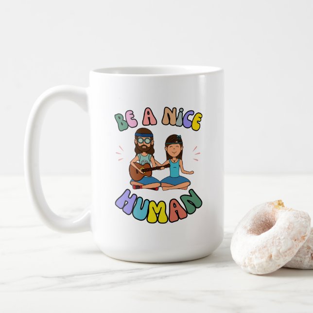 Caneca De Café Seja Um Belo Teto De Retrô Humano Hippie Vibe (Com Donut)