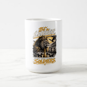 Caneca De Café Seja um Líder Desenho de Rei Leão Coroado Xadrez