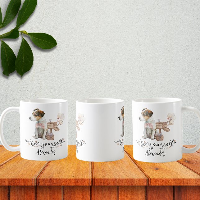 Caneca De Café Seja você mesmo, Jack Russell, filhote ao lado da  (Criador carregado)