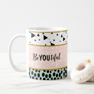 Caneca De Café Seja Você presente geométrico inspirador e bonito 