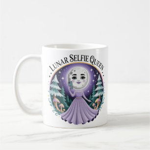 Caneca De Café Selfie da Lua Magia Celestial Floresta