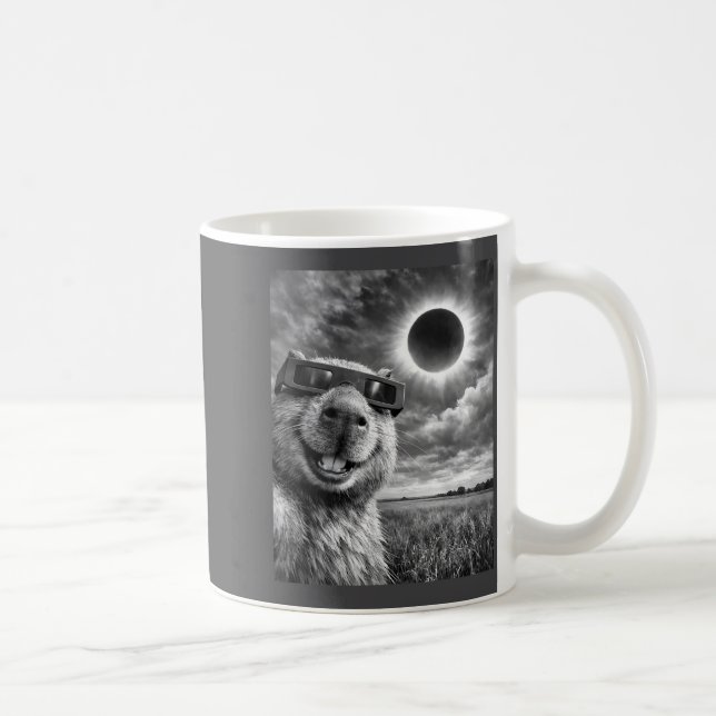 Caneca De Café Selfie de Capivara Animais Engraçados Eclipse Sola (Direita)