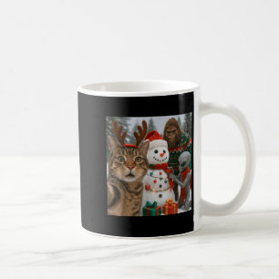 Caneca De Café Selfie De Gato De Natal Engraçado Com Alienígena D