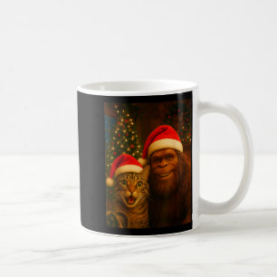 Caneca De Café Selfie de gato engraçado com o Natal do Pé Grande