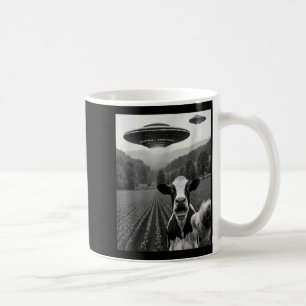 Caneca De Café Selfie de Vaca com OVNI Alien Funny Homem Fazendei