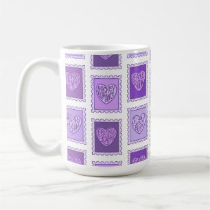 Caneca De Café Selos de Tropo de Livro de Romance Roxo