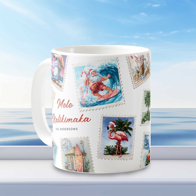 Caneca De Café Selos Tropicais Mele Kalikimaka (Criador carregado)