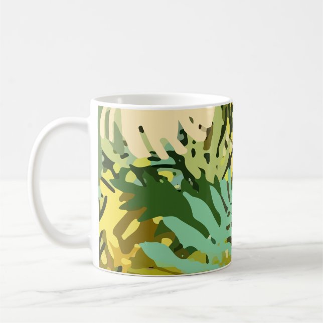 Caneca De Café Selva de Folhas Tropicais (Esquerda)