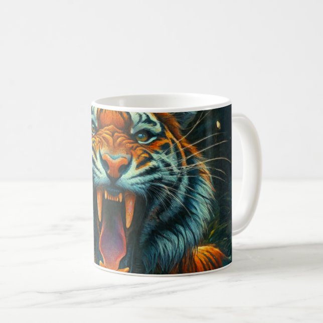 Caneca De Café Selva-lua-lua de Tiger Rajada (Frente Esquerda)
