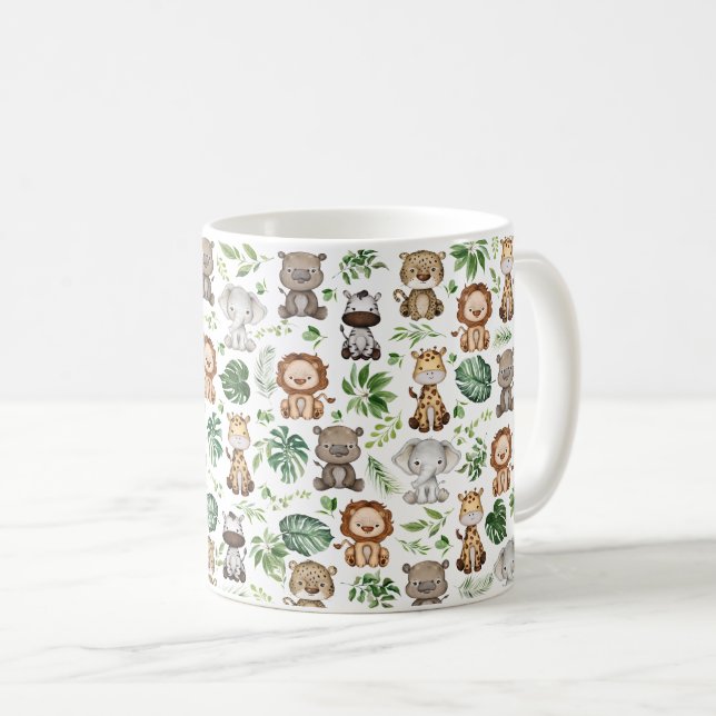 Caneca De Café Selva Tropical Selvagem Safari Selvagem Whimsical (Frente Esquerda)