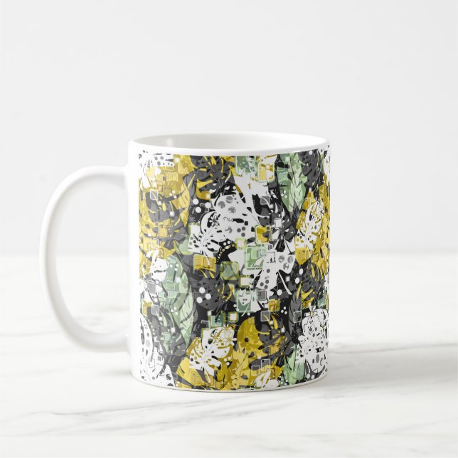 Caneca De Café Selva tropical sem emendas folhas exóticas abstrac (Esquerda)