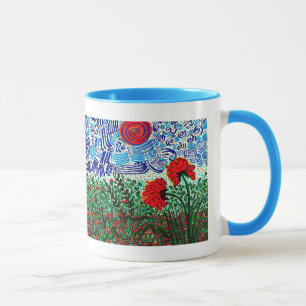 Caneca de café selvagem do céu das flores