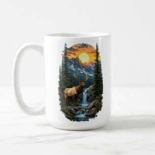 Caneca De Café "Selvagem Majestosa - Elk no Sunrise"