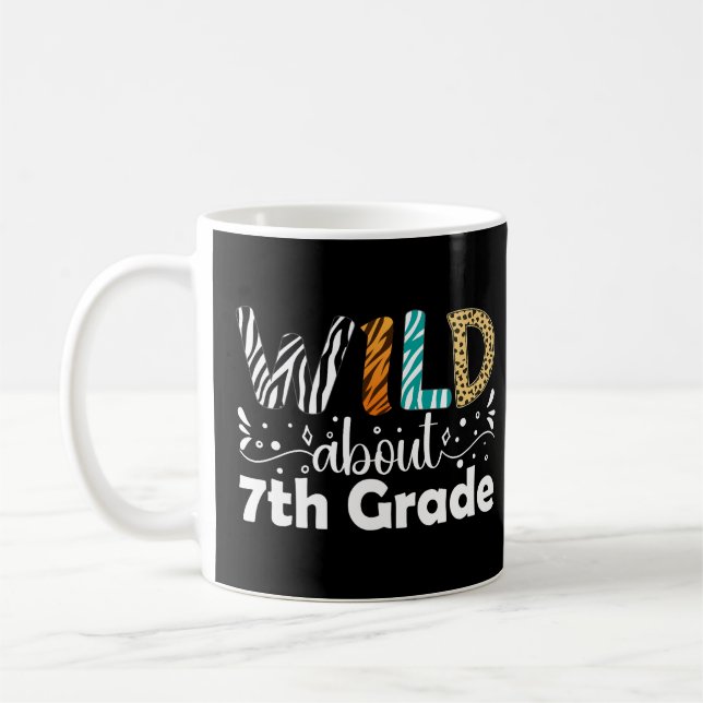 Caneca De Café Selvagem Sobre 7 Grau Engraçado De Volta À Escola (Esquerda)