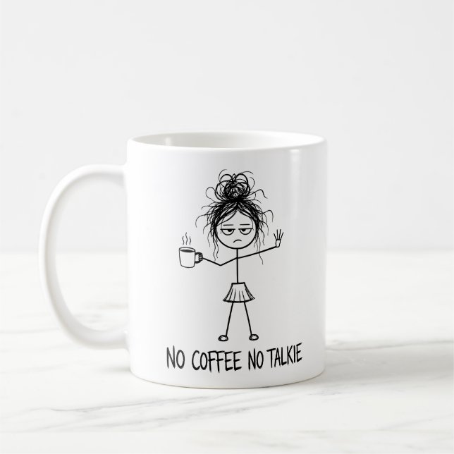 Caneca De Café Sem Café Sem Conversa Garota Figura de Palito Engr (Esquerda)