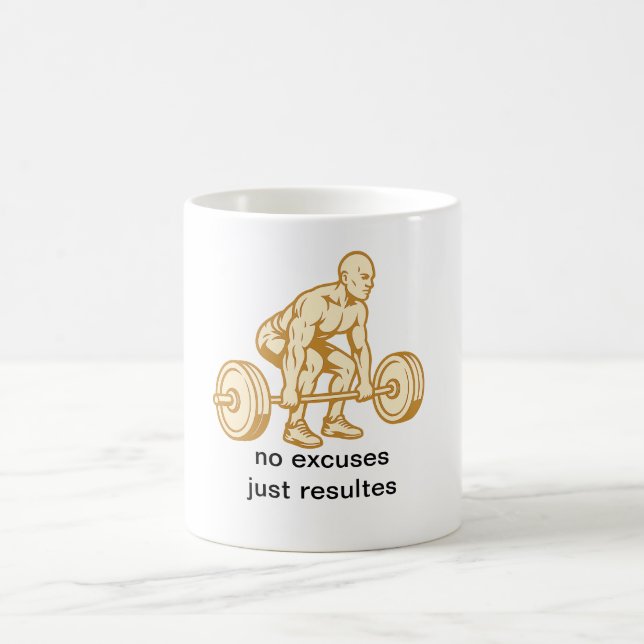 Caneca De Café sem desculpas, design de motivação de ginástica (Centro)