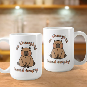 Caneca De Café Sem Pensamentos Cabeça Vazia Capybara Funny Meme