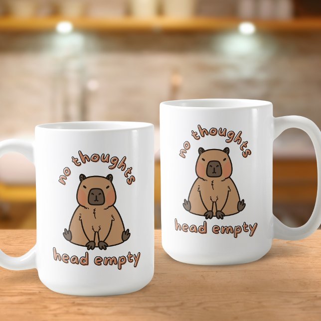 Caneca De Café Sem Pensamentos Cabeça Vazia Capybara Funny Meme (Funny capybara meme)