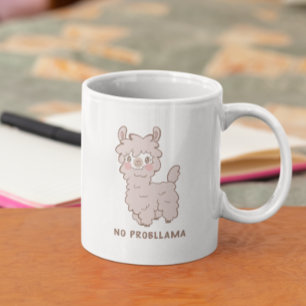Caneca De Café Sem Problemas Llama Rosa