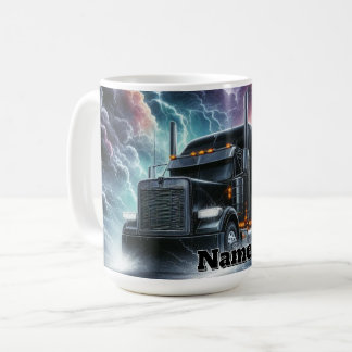 Caneca De Café Semi Truck em uma tempestade de relâmpagos vibrant