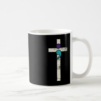 Caneca De Café Semicolon Cross Mental Health Awarume Figurume Wa