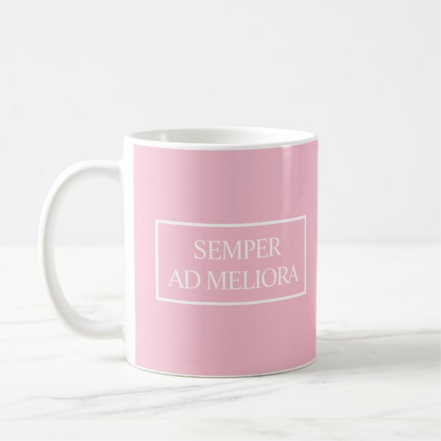 Caneca De Café Semper Ad Meliora Latino Citação Rosa (Esquerda)