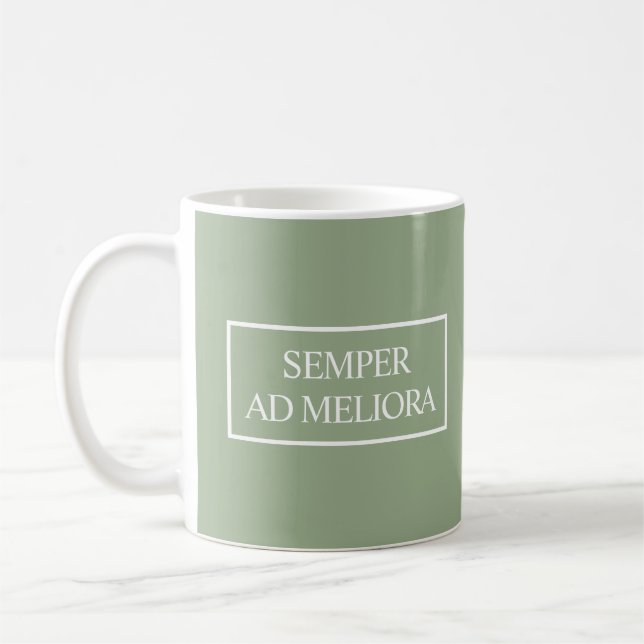 Caneca De Café Semper Ad Meliora Latino Citação Verde (Esquerda)