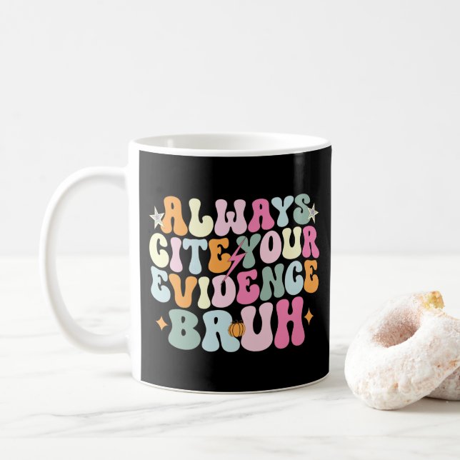Caneca De Café Sempre Cite Suas Provas Bruh Professor De Inglês (Com Donut)