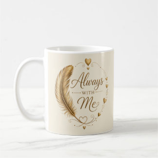 Caneca De Café Sempre Comigo Presente Pena Dourada
