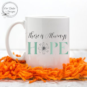 Caneca De Café "Sempre há esperança" Teal e Design Floral