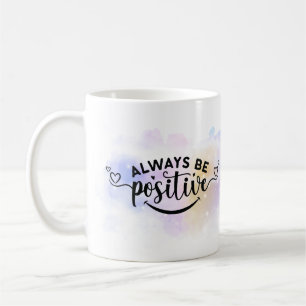 Caneca De Café Sempre Ser Positivo Amarelo Roxo