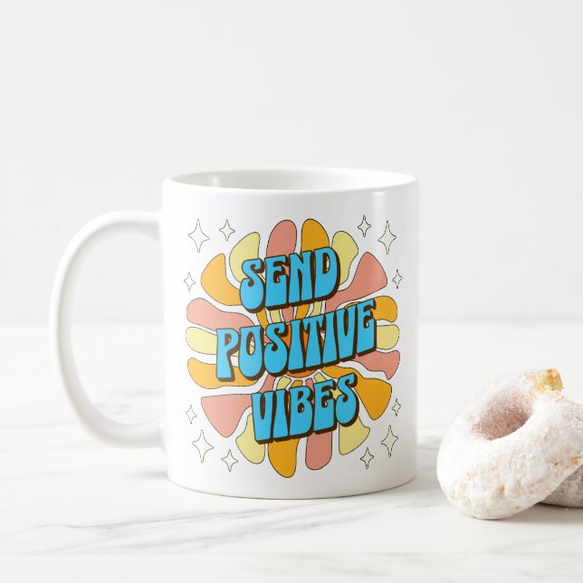 Caneca De Café Send Positive Vibes (Com Donut)