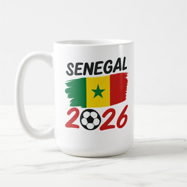 Caneca De Café Senegal 2026 Soccer Fan Design with Star Football (Esquerda)