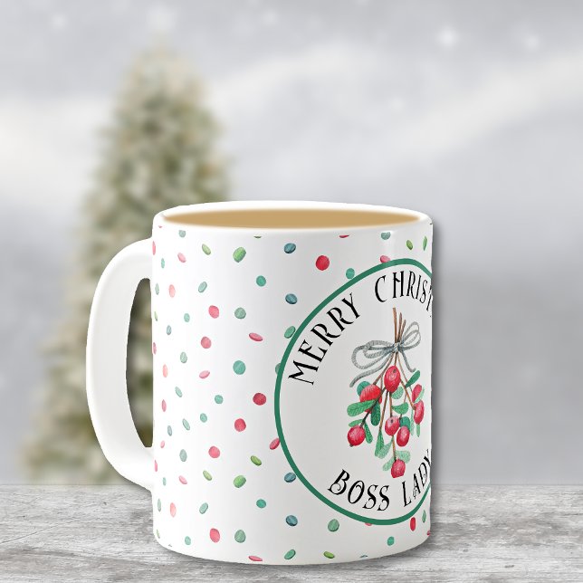 Caneca De Café Senhora Chefe, Mistura de Natal Padrão 11oz (Criador carregado)