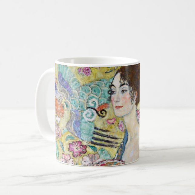 Caneca De Café Senhora com ventilador, Gustav Klimt (Frente Esquerda)