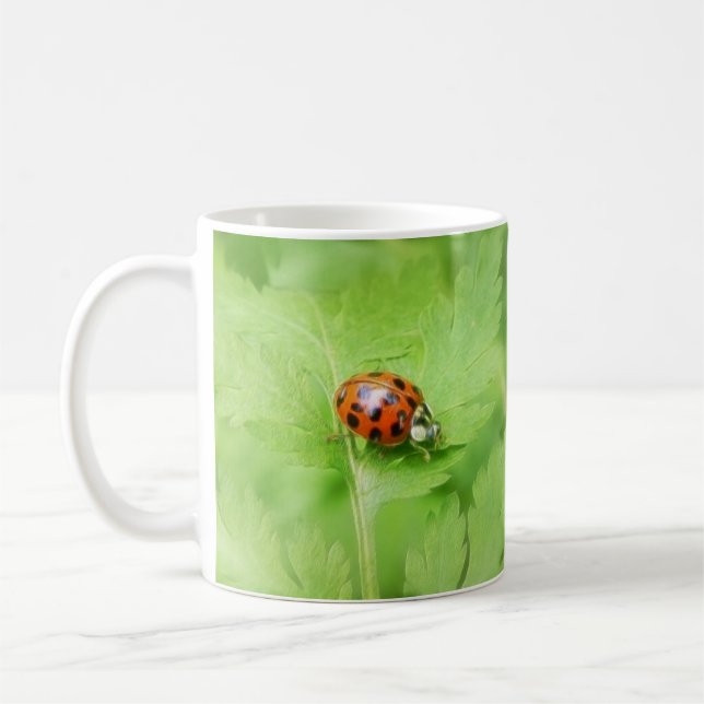 Caneca De Café Senhora Desinsetar na folha de Feverfew (Esquerda)
