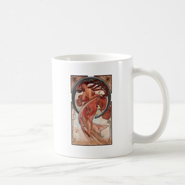 Caneca De Café Senhora do art deco da dança de Mucha (Direita)