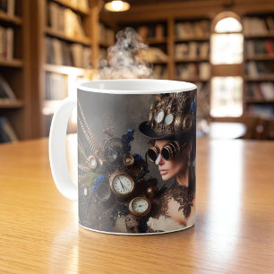 Caneca De Café Senhora do Tempo Vitoriana Vintage Steampunk