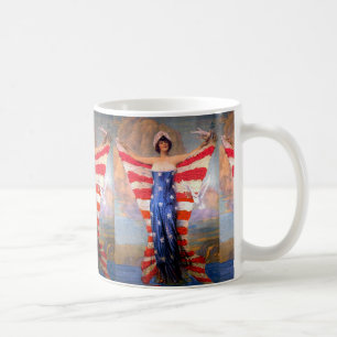 Caneca De Café Senhora do vintage da bandeira americana
