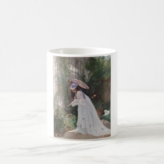 Caneca De Café Senhora em um jardim cuidando de suas flores apaix (Centro)