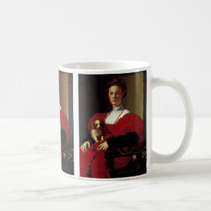 Caneca De Café Senhora em um vestido vermelho