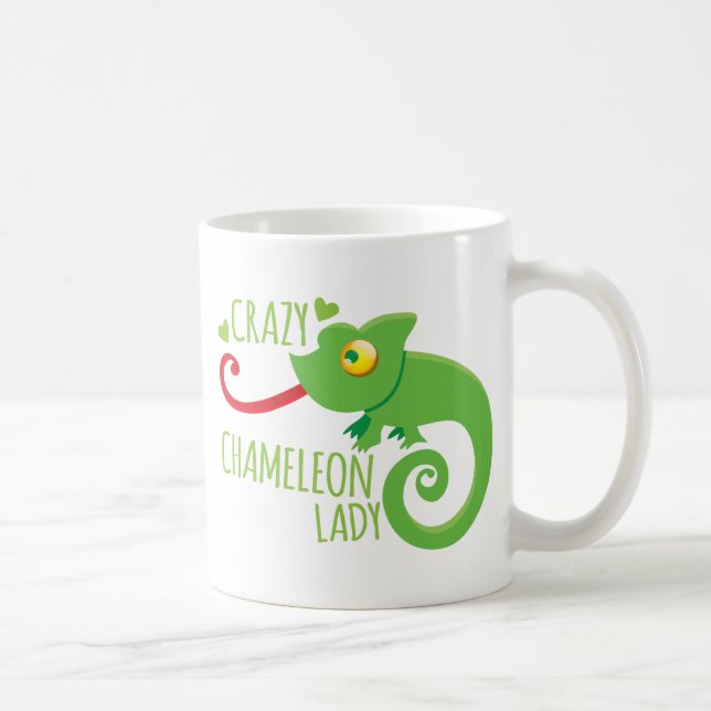 Caneca De Café Senhora louca do camaleão (Direita)