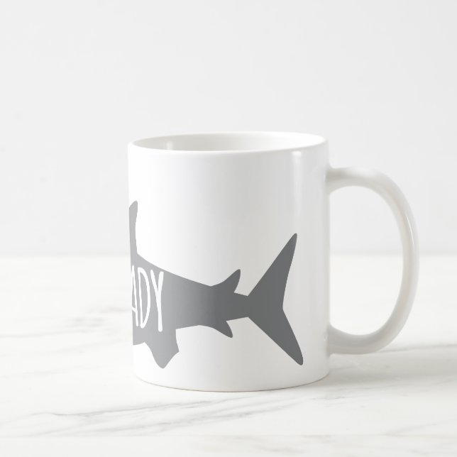 Caneca De Café Senhora louca do tubarão (Direita)