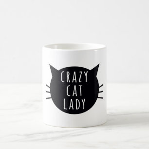 Caneca De Café Senhora louca Engraçado Humor Tipografia do gato
