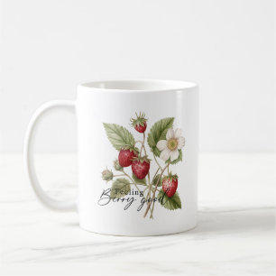 Caneca De Café Sensação de Berry Bom Monograma de Morango Vermelh